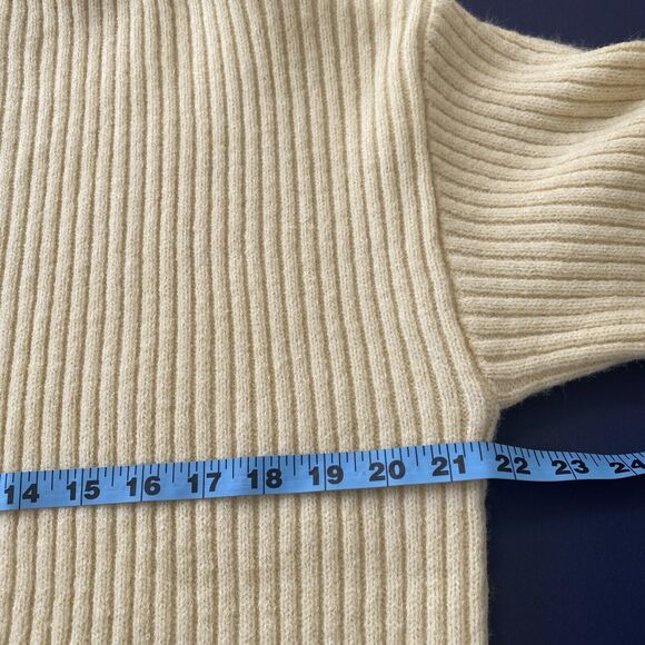 LilluSory Loose Turtleneck Sweater Dress S Oversize Ribbed Knit Slit Pullover - Picture 8 of 11